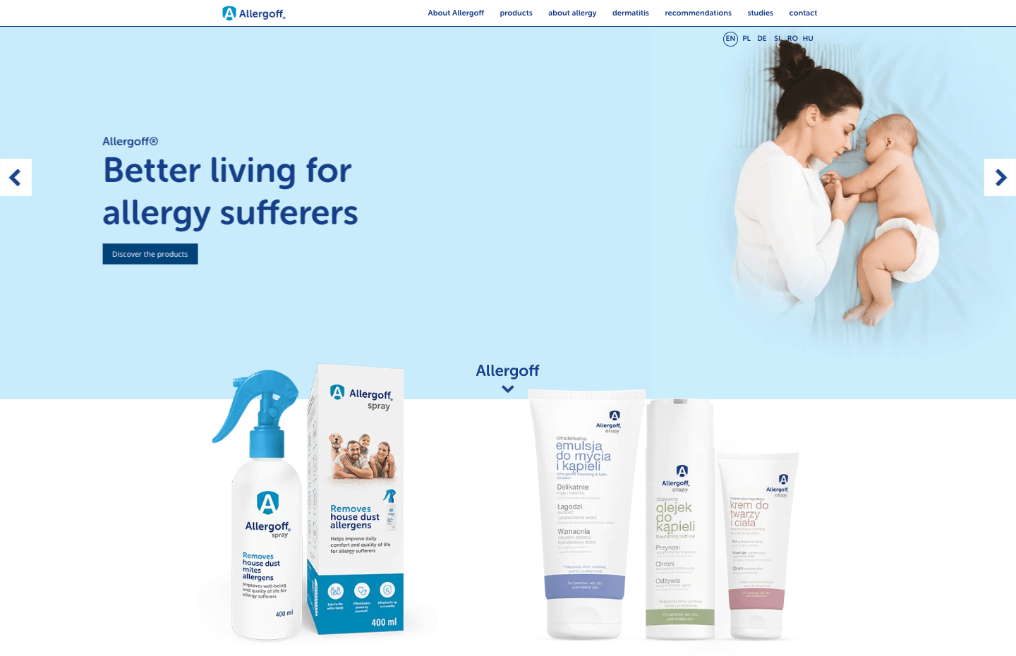 Screenshot of allergoff.com website