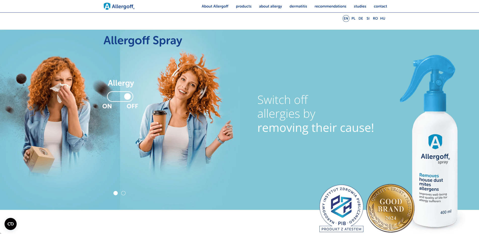 Screenshot of allergoff.com website
