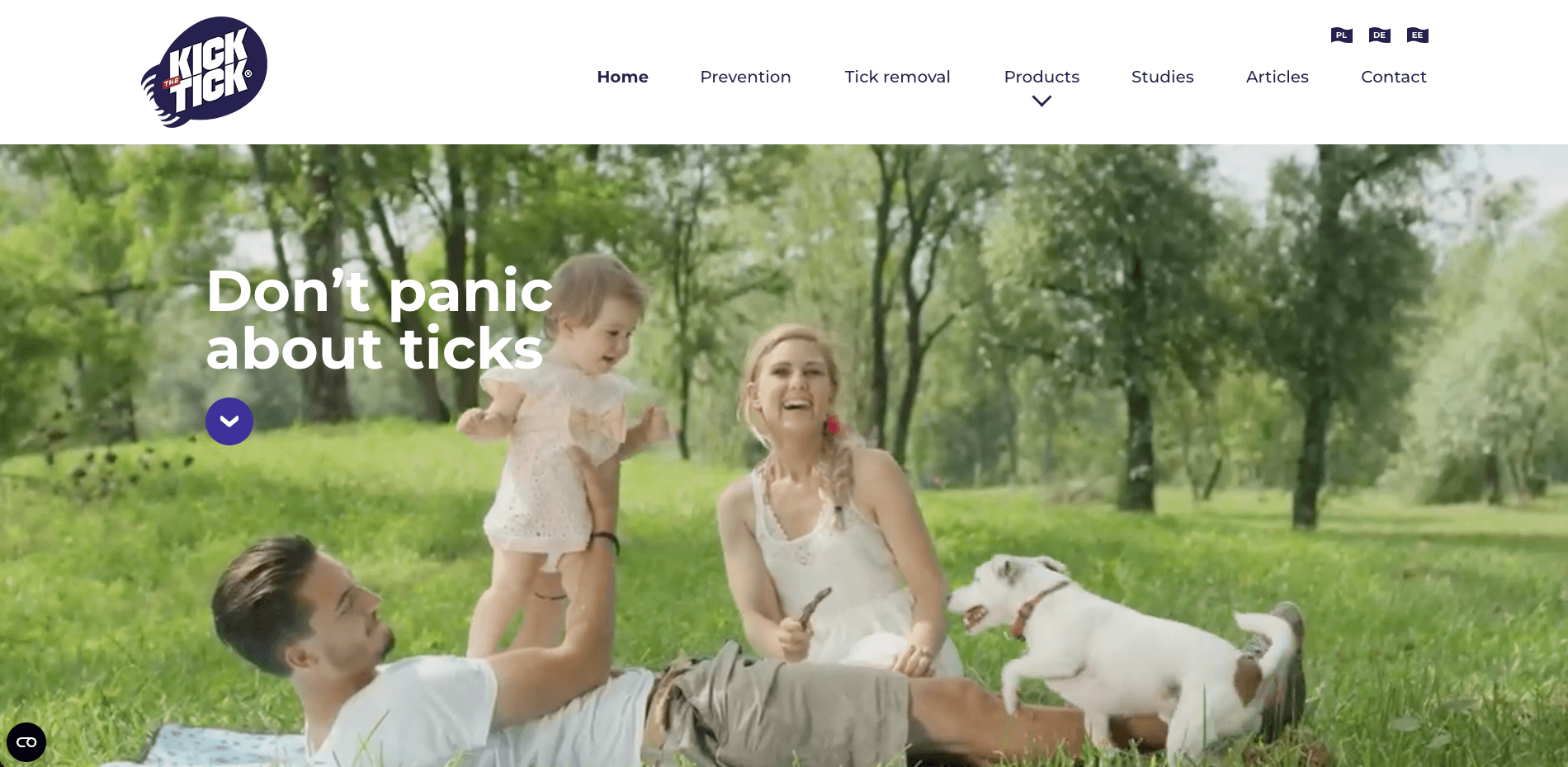 Screenshot of kickthetick.eu website