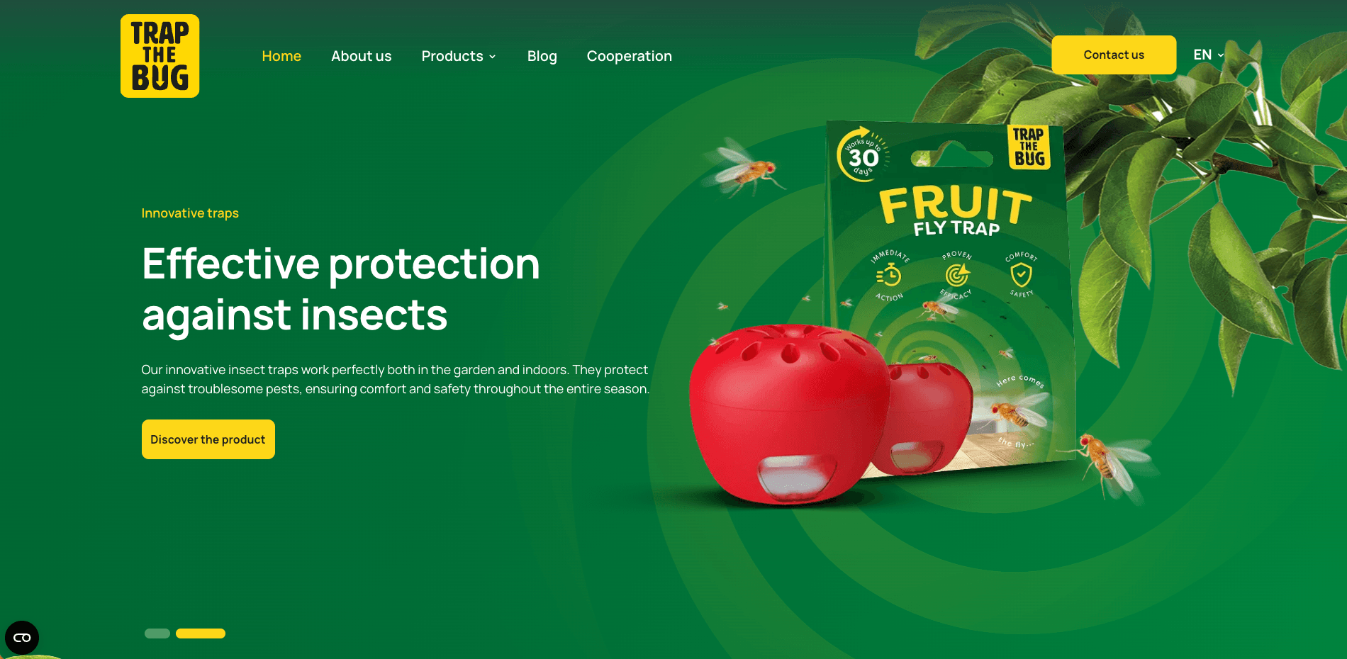 Screenshot of trapthebug.com website